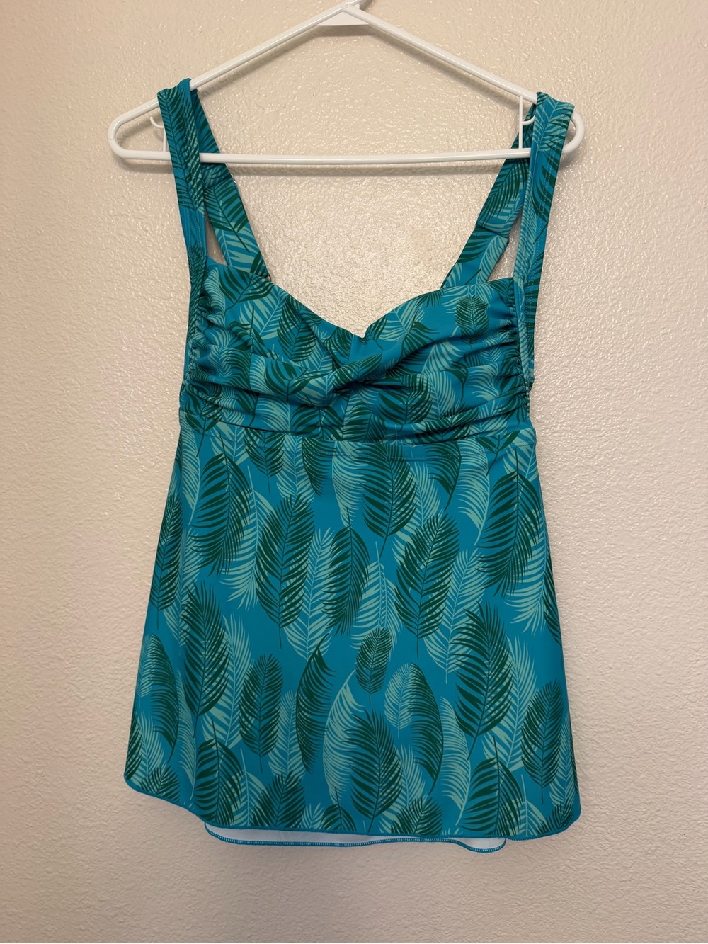Tahini tropical Queen green padded Tankini Swim Top XL c cup